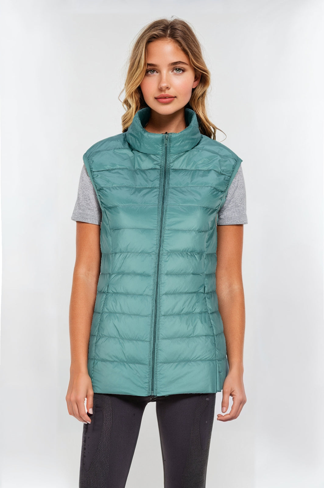 Women’s Green Teal Down Vest – Lightweight, Warm & Stylish Layer